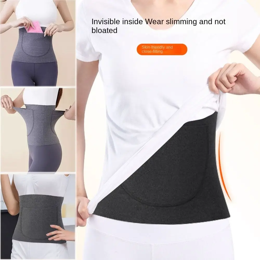 Thermal Belt with Double Pocket Anti-Cold Warm Stomach Shaping Belt Elastic Women's Intimates Aunt'S Magic Tool To Warm Belly