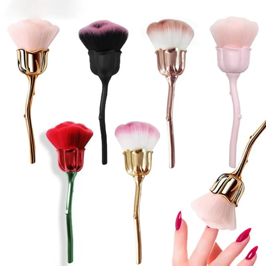 

Rose Design Nail Art Brush Set - Vibrant Color Handles for Floral/Gel/Acrylic, Multiple Styles Available (Tropical Climate Proof