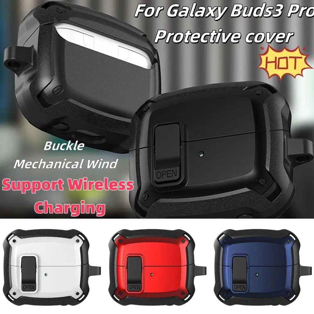 

For Galaxy Buds3 Pro Protective Case with Secure Lock Military shockproof Protect Cover Mechanical Wind Wireless Charging （2024）