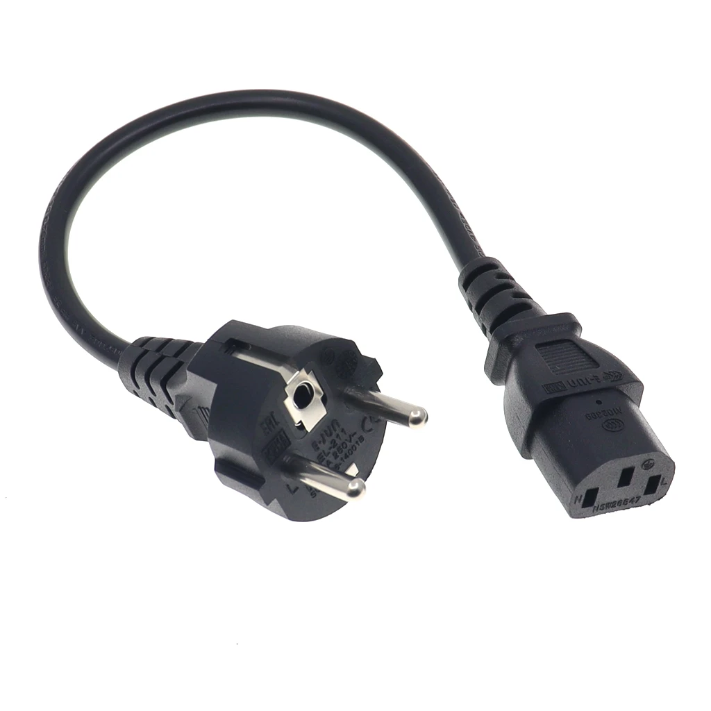 France Power Extension Cord, Schuko CEE7/7  Straight 3 pin to IEC 320 C13 power cord H05VV-F 3*0.75mm2 30cm/1ft