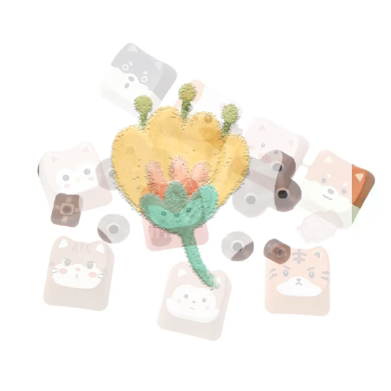 5/10PCS Custom Kawaii Animal Keycaps Cute Wear Resistant Accessories for Mechanical Keyboard Decor