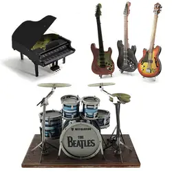 Diy Assembly 3d Puzzle Musical Instrument Model Jigsaw Stainless Steel Piano Guitar Drum Cello Bass Decor Ornament Toy Gifts