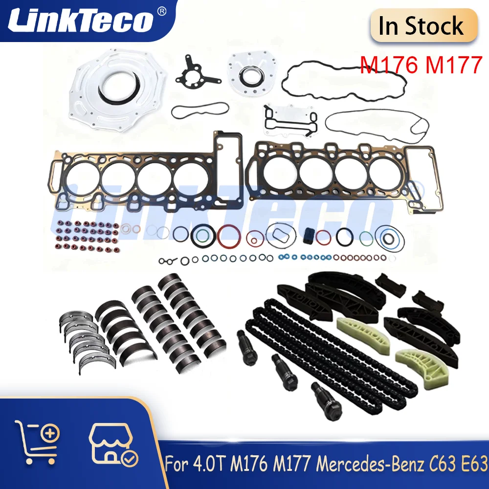 

Engine Full Head Gasket Seal Set Timing Chain Kit Bearings Fit 4.0 L M176 M177 For Mercedes-Benz G550 C63 E63 S AMG 4.0L 4.0T