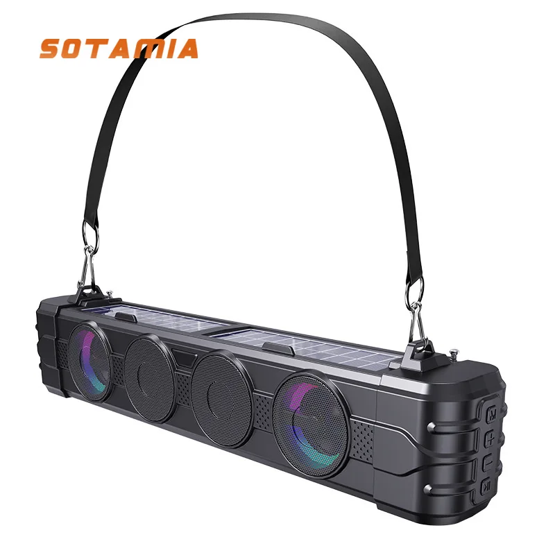 SOTAMIA 1PCS Sound Blaster Bluetooth Speaker Bar Shaped Portable with Colorful Lights  High Value Desktop Outdoor Solar Audio