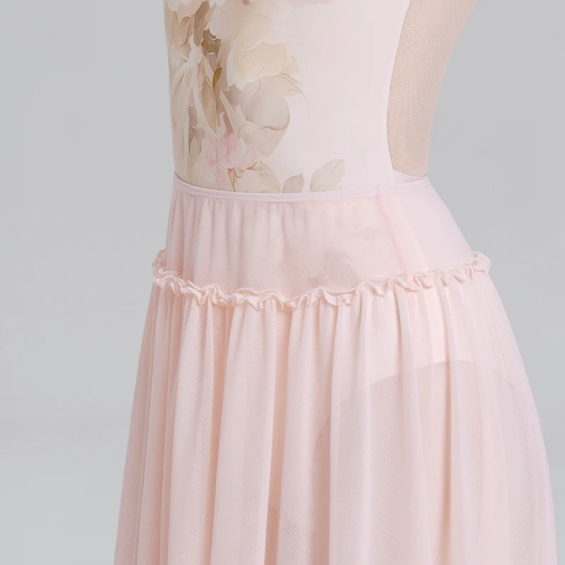 Ivoogle falda de Ballet para mujer adulta, Falda larga de baile de gasa transparente elástica de malla suave Irregular plisada de nailon, faldas de bailarina