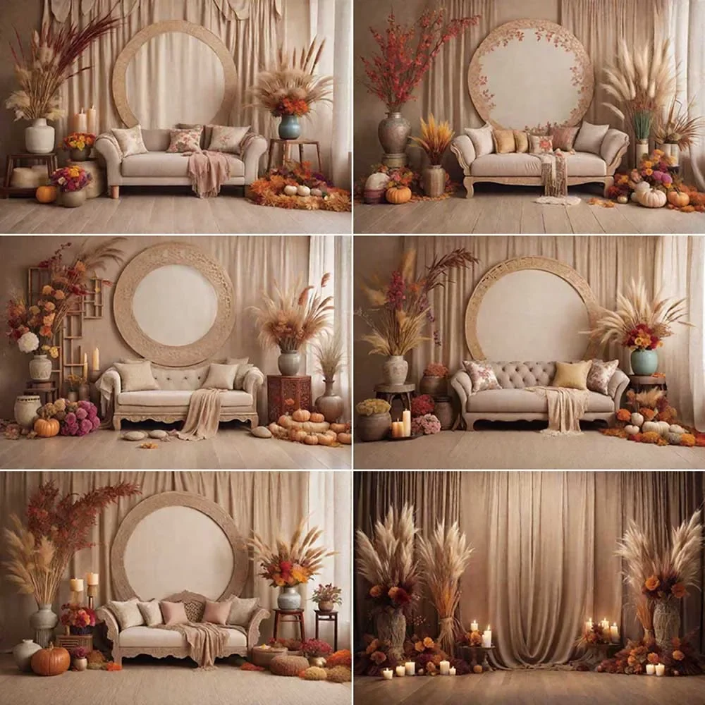 MOON.QG Boho Autumn Photography Background Bohemia Farm Thanksgiving Photocall Backdrop Baby Photo Studio Photozone Accessories