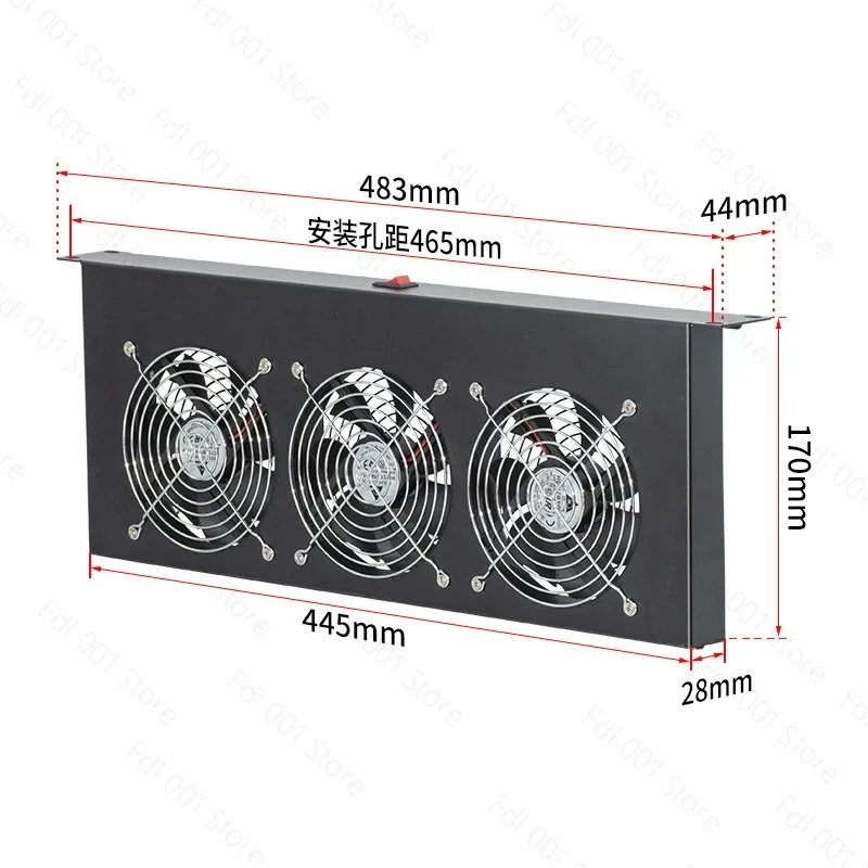 2026 Network cabinet cooling fan 19-inch cabinet blind plate lightning protection design 2U3U large wind 220V fan baffle