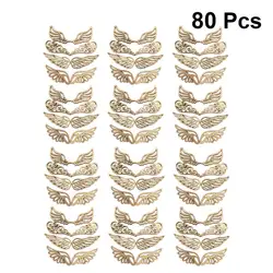 80pcs Angel Wings Unfinished Wood Chips Craft DIY Wood Slices Christmas Tree Slices Unfinished Wood Ornament Christmas Gift Tags