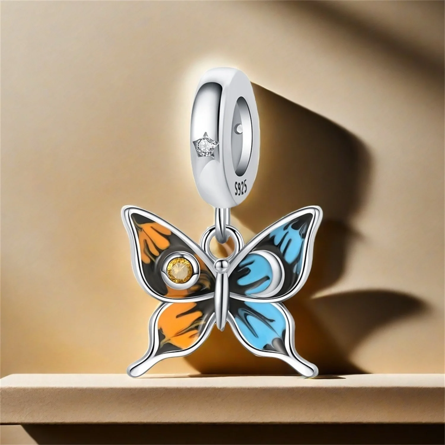 925 Sterling Silver Beautiful Colorful Butterfly Pendants Bracelet Charms Fit Women Jewelry Party Beads DIY Fine Gifts Accessory