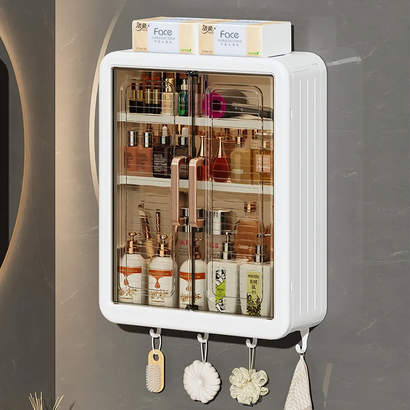 Bathroom Storage Cabinet Non-punching Wall Hanging with Magnetic Suction Cabinet Door Storage Rack Bathroom Wall Hanging Rack