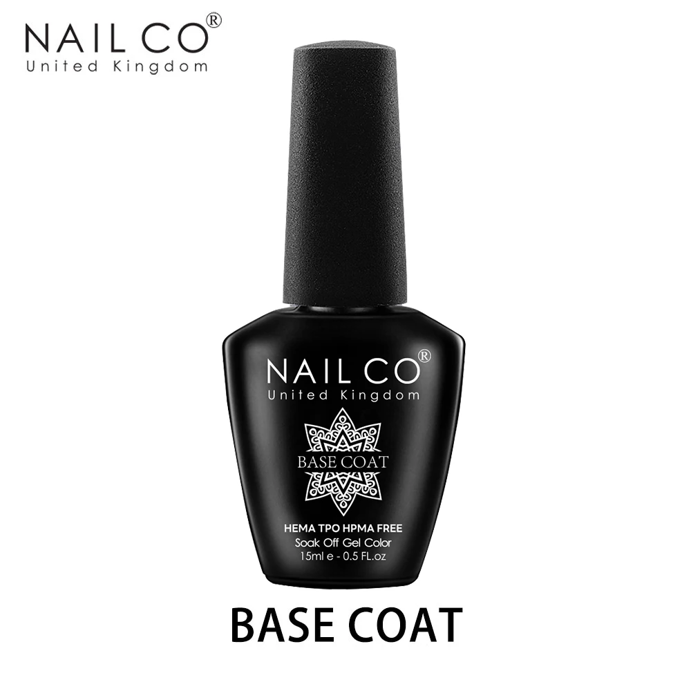 NAILCO Gel Nail Polish 15ml HEMA FREE AND TPO FREE Base Foundation No Wipe Top Coat Transparent Primer Soak off Lacquer Varnish