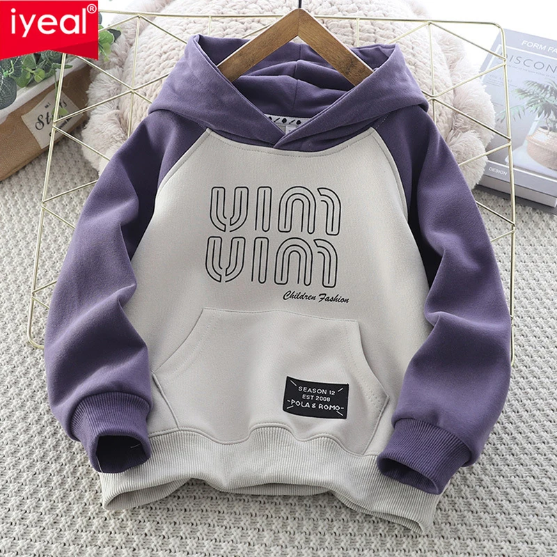 

IYEAL Boys Brand Kids Sport Clothes Kids Hoodies Children Boys Outwear Coats Autumn Fashion Cotton Hooded Jackets For 4-14y