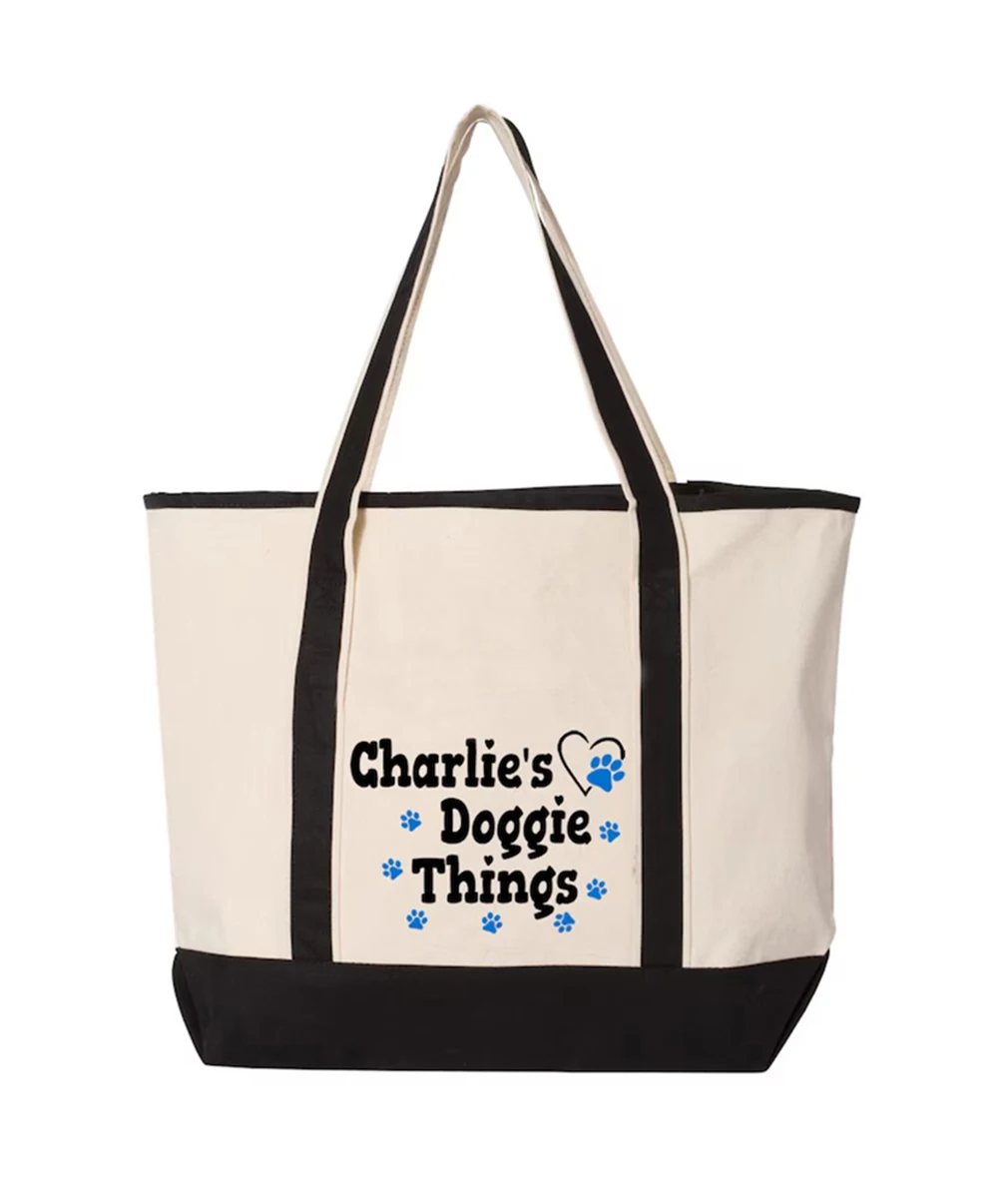 Minimal Plain Canvas Tote Bag Custom Name Easy Fold Animal Loving Ladies Coffee Run City Short Trip Carry Mother's Day Gift