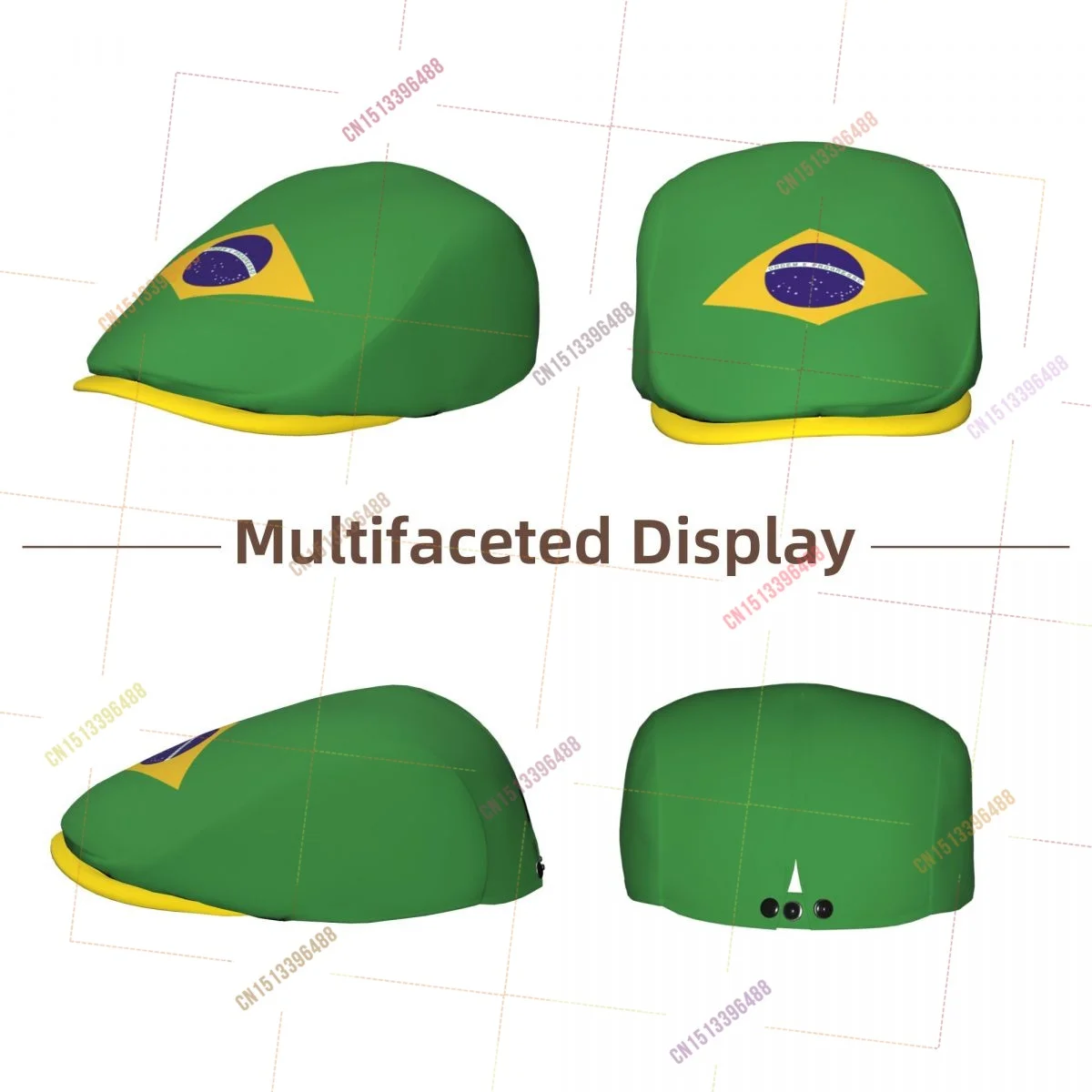 Brazil Flag Men Women Flat Ivy Gatsby Newsboy Driving Hat Cap Short Brim Ideal for Driving Daily Casual