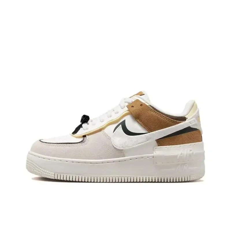 Nike Air Force 1 Shadow Men's and Women's Plush Pink White White  Lightweight Retro Fashion Casual Non-slip Wear Shoes