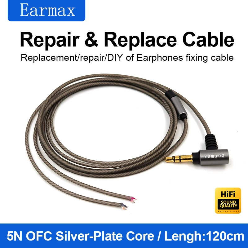For  Audio Technica Sennheiser SONY Earphone Repair Cable Silver Plated in Ear Earplugs DIY Replacement Cable