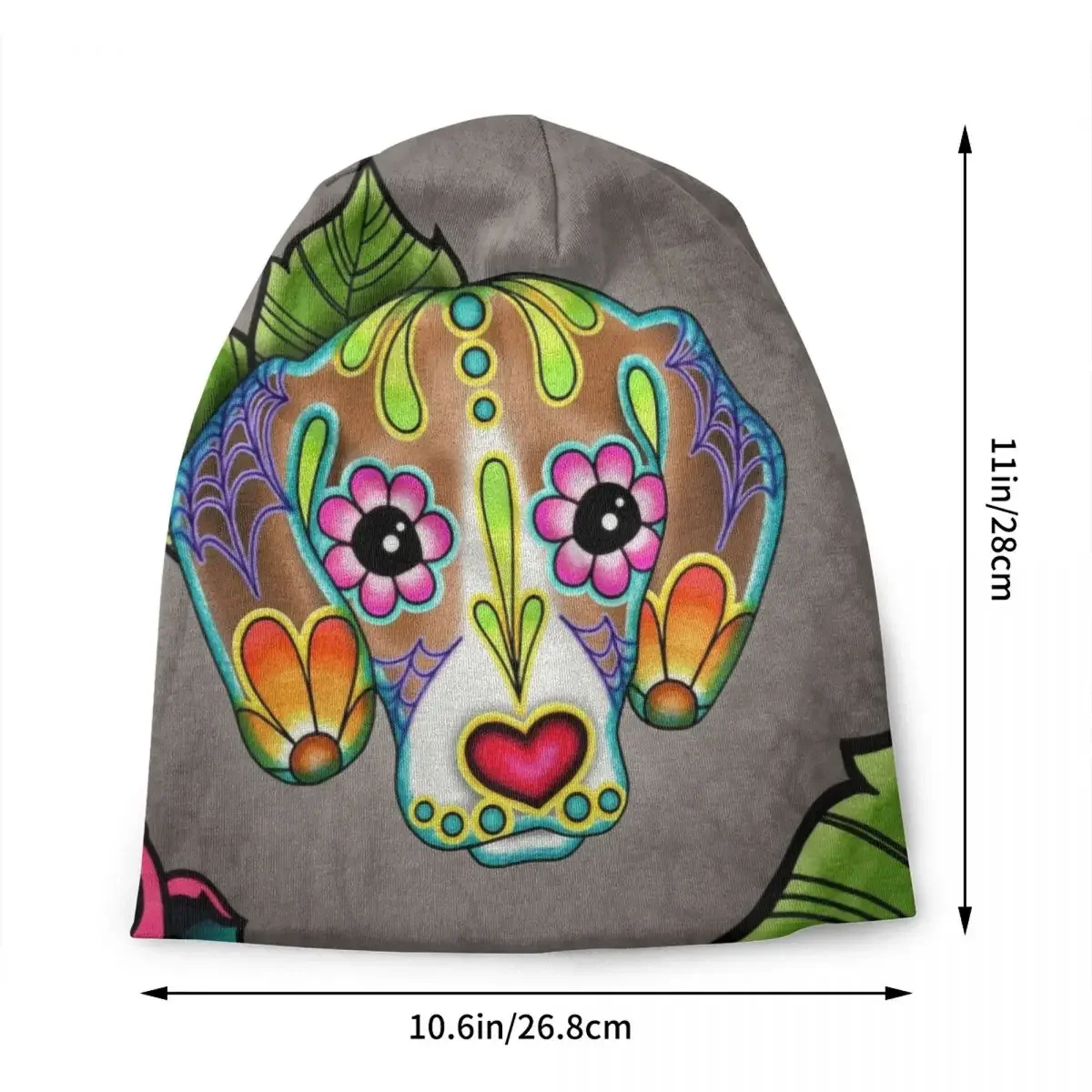 Day Of The Dead Beagle Bonnet Hats Cool Knitting Hat For Women Men Autumn Winter Warm Sugar Skull Dog Skullies Beanies Caps