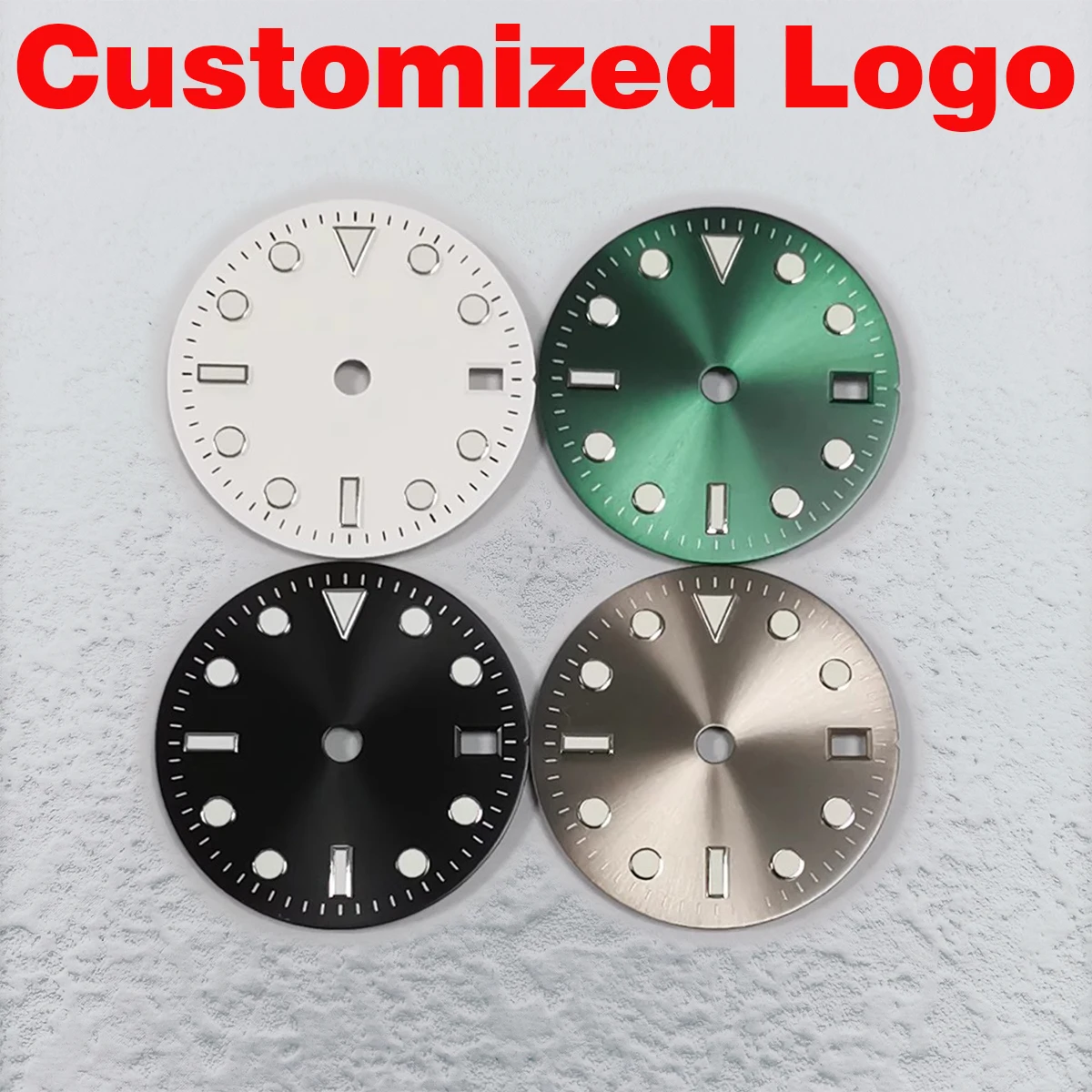 No Logo NH34 Dial GMT Dial 29mm Green Luminous Support Customized Logo Suitable for NH34 Movement