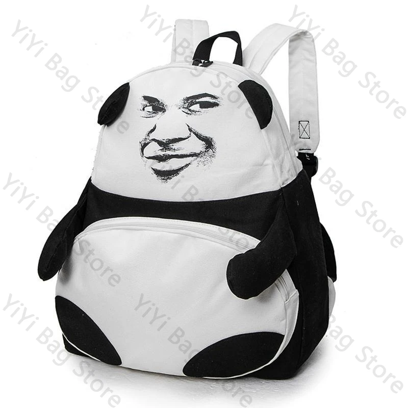 Fashion Funny Panda Pattern Backpack Streetwear Popular Originality Schoolbag Men Women Casual Large Capacity Computer Backpack