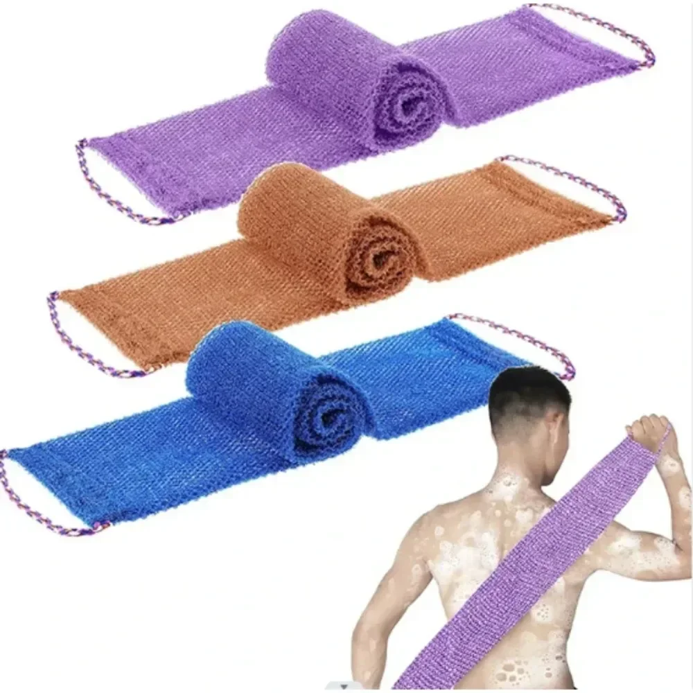 

75cm Shower Exfoliating Brush Back Scrubber Bath Sponge Body Scrub Washcloth Long Back Strap Spa Massage Bath Belt Bathing Tools