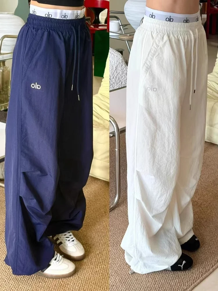 الرجعية الكورية Sle عارضة السراويل واسعة الساق كوي الجافة مزدوجة الخصر رئيس الشمس حماية فضفاضة تناسب أنبوب مستقيم عارضة السراويل