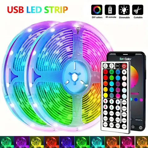 5050 16/LED Strip Lights Bluetooth App IR Control RGB USB Bright Best Suit For Bedroom TV Wall And Living Room Decoration Party