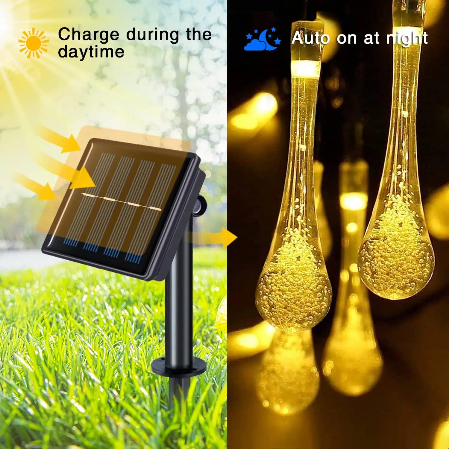 Solar String Lights Outdoor LED IP65 Waterproof Twinkle Lights Copper Wire Fairy Lights for Xmas Tree Garden Party Wedding