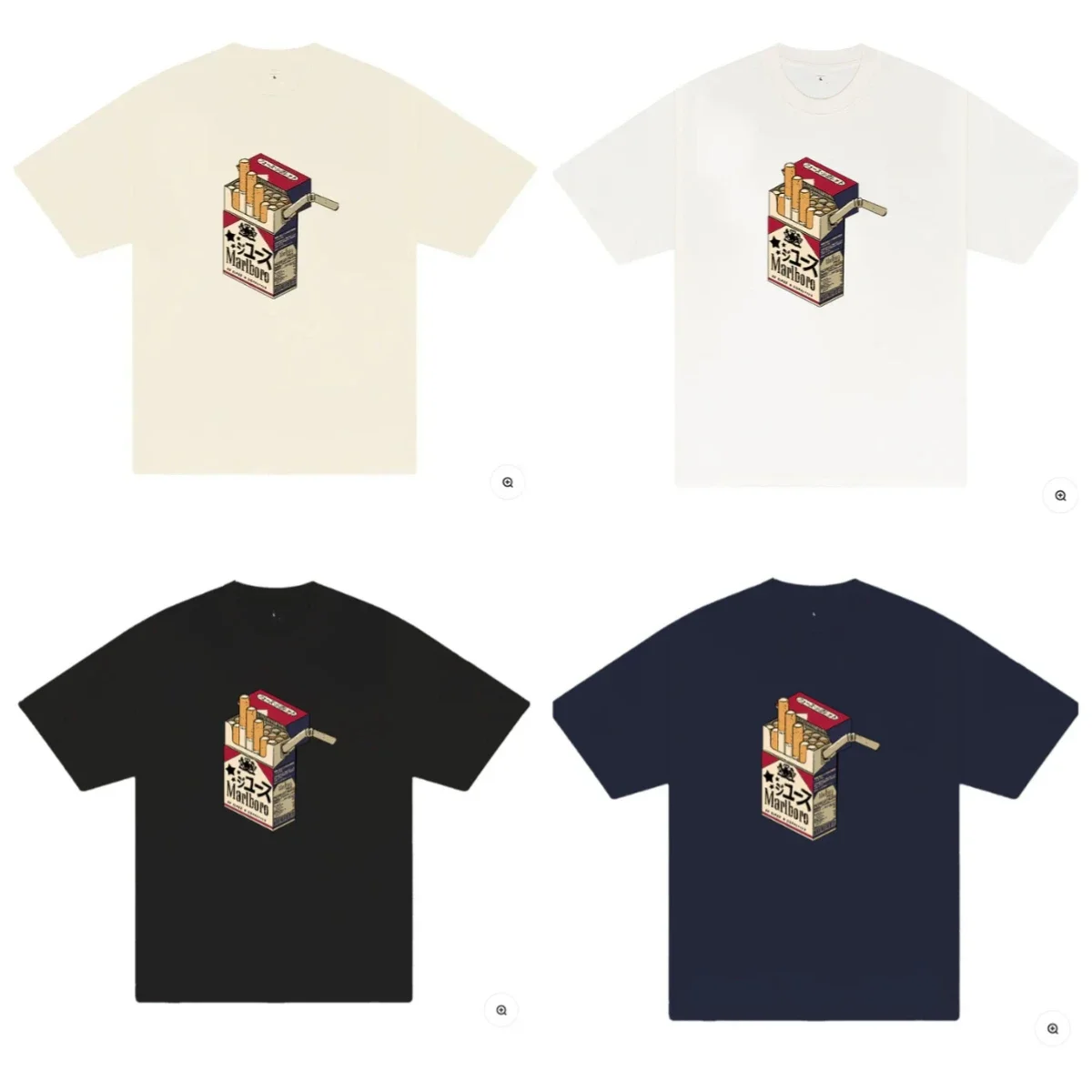 تي شيرت نسائي قصير الأكمام لعام 2025 يتميز بطباعة علب السجائر على طراز INS شائع في الصيف #1