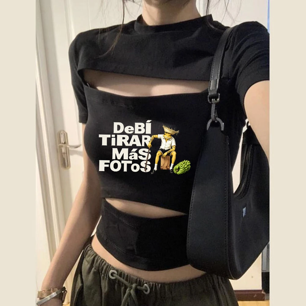Bad Bunny crop top ladies baddie graphic grunge japan goth shirt gothic meme cutecore anime