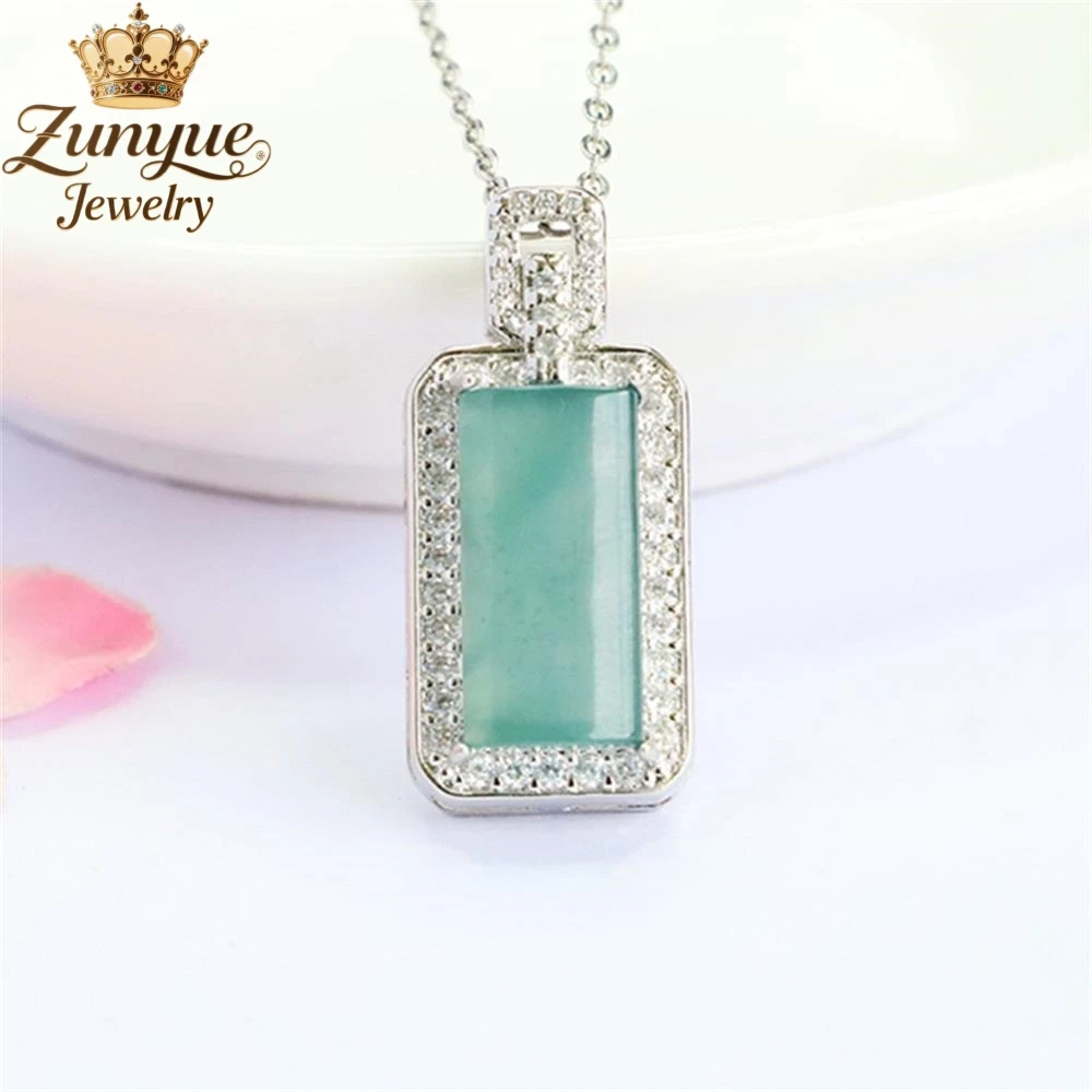Natural Blue Water Jadeite Lucky Amulets Pendant Luxury Quality Jewelry Fashion Jewelry Exquisite Elegant Charms Popular Gift
