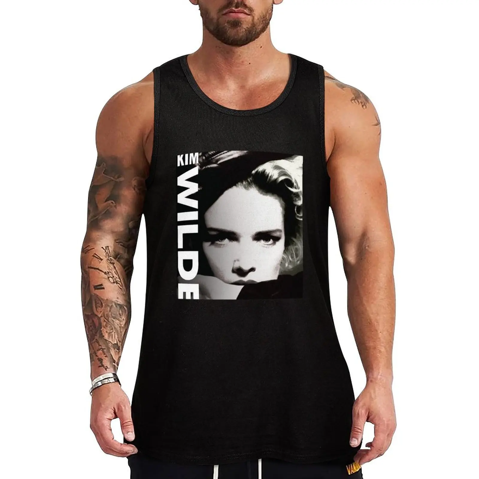 

Black And White Kim Wilde Tank Top bodybuilding for men Man clothes for gym men gym