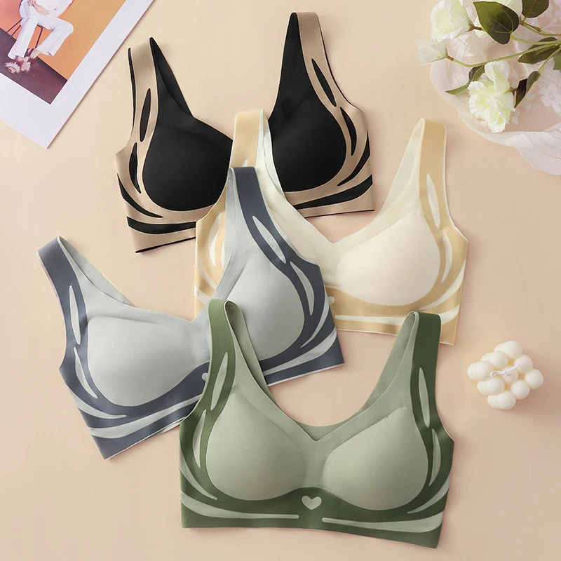 2pcs Plus Size Women Seamless Push Up Bras Sexy Wireless Support Underwear Female Breathable Gather No Steel Sleepwear Bralette