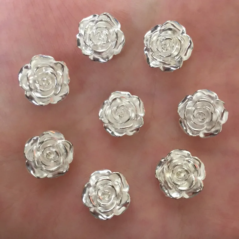 Hot 80PCS 12mm Resin Flower Flatback Stone Embellishment DIY Beads Crafts Scrapbook K470*2