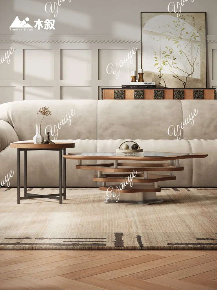 0 Second-hand Style Coffee Table New Apartment Living Room Home Round New Light Luxury High-end Small Coffee Table Minimalist