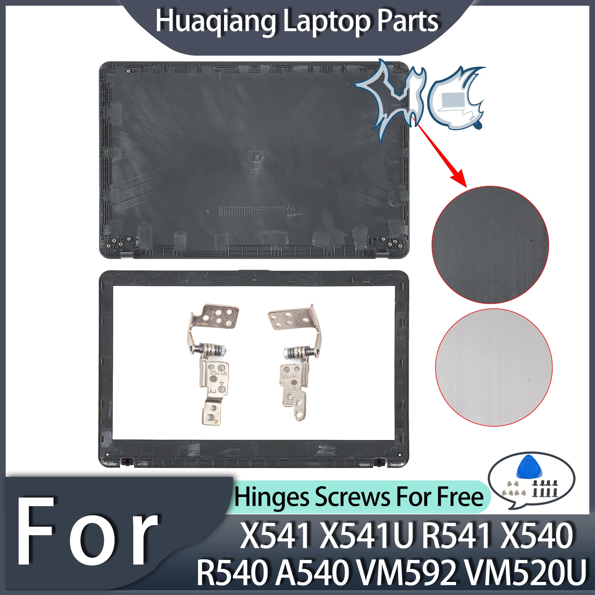 

New For X541 X541U R541 X540 R540 A540 VM592 VM520U LCD Back Cover Front Bezel Hinges Laptop Parts Replace Black Silver