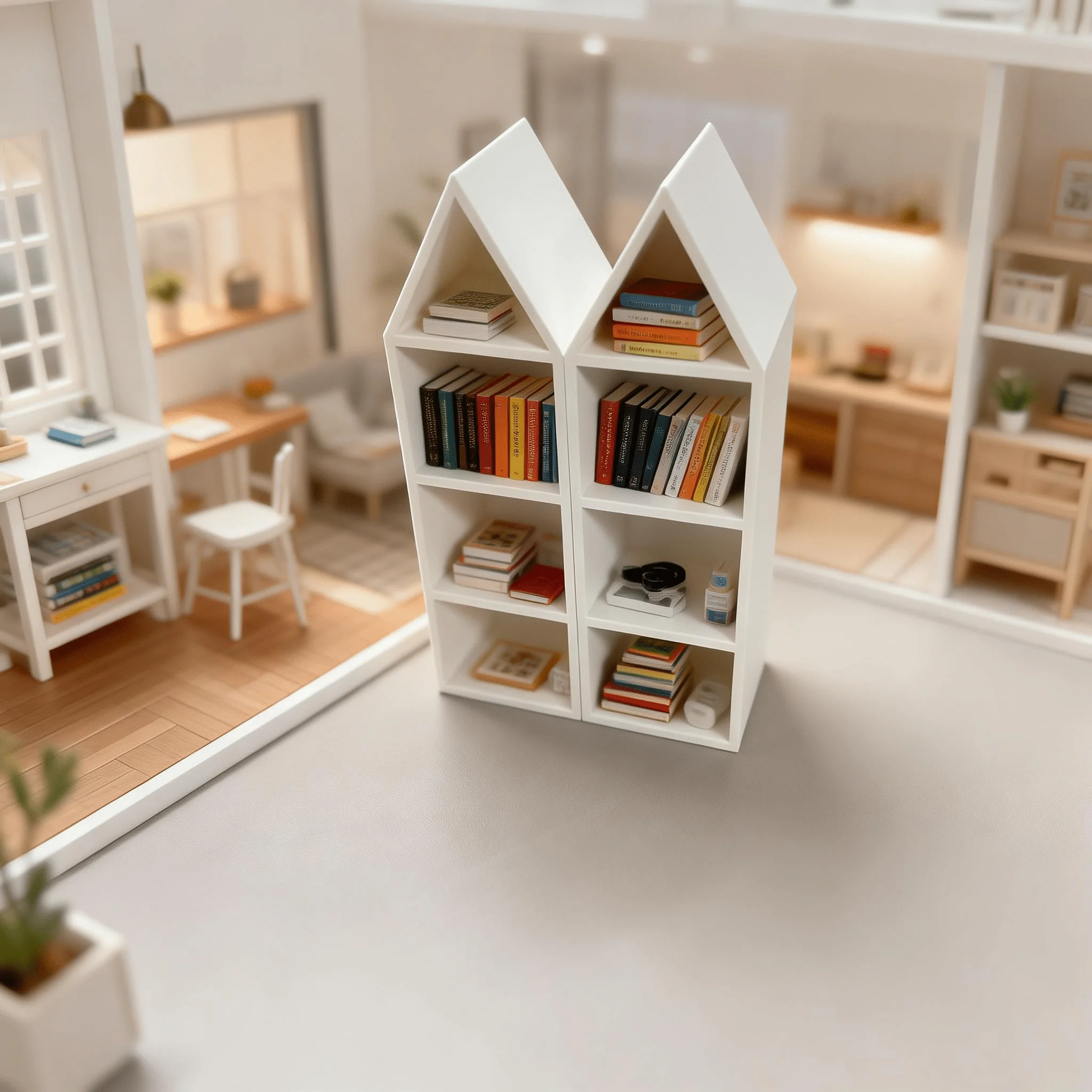 2 peças de Estante de Livros em Miniatura, Mini Casa Modelo, Decoração, Adequado para Decoração de Cenários de Modelos, Ornamentos para Casa