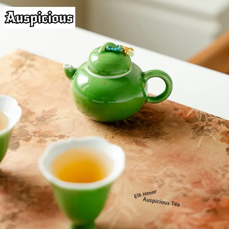 Emerald Green Ceramic Tea Set Complete Set Japanese Gaiwan Tea Ceremony Set Teapot and Tea Cup Set Chinese Tea Set Collection