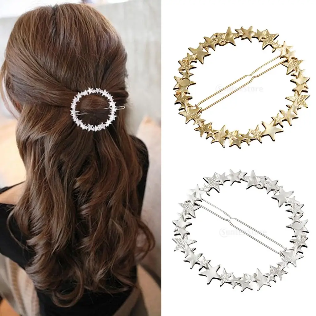 Fashion Large Circle Barrette Pin Hair Stars Holder Hairpin Hair Slide Clips