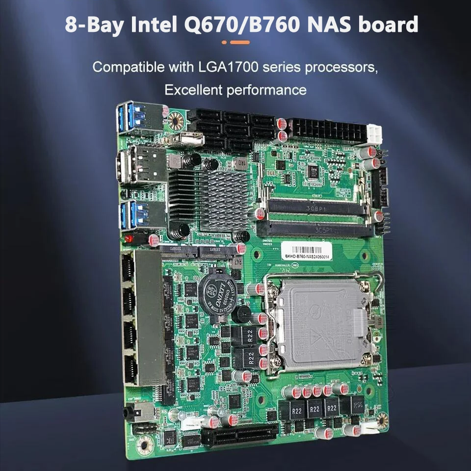 

Topton Q670 B760 8-Bay NAS Motherboard Intel 12-14th LGA1700 8*SATA 2*DDR5 4*2.5G 2*NVMe 1*PCIEX4 Firewall Mini ITX Mainboard