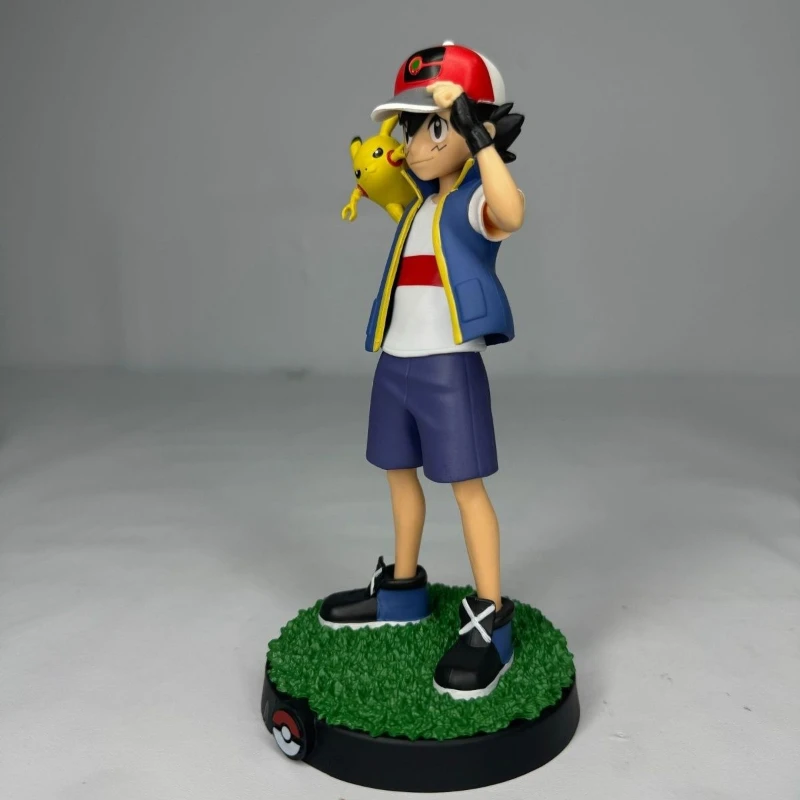 18CM Anime  Pocket Monster Ash Ketchum Pikachu Figures Pikachu GK Figure PVC Model Statue Family Statue Toys Birthday Gifts