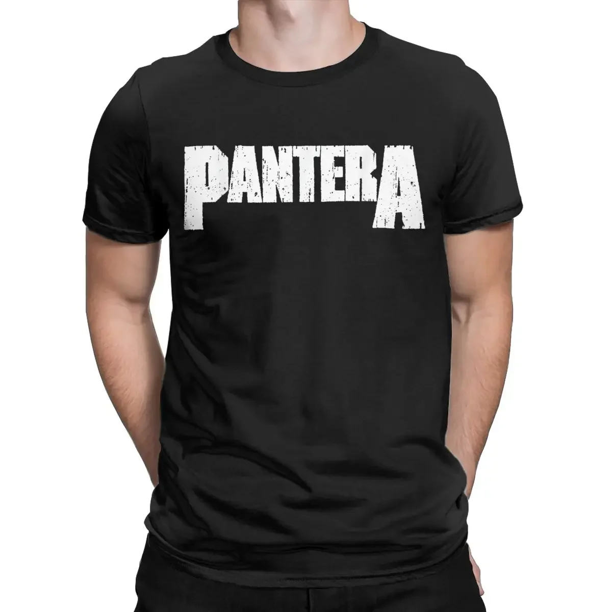 White Logo Pantera T Shirt for Men Cotton Leisure T-Shirts Round Neck Tee Shirt Short Sleeve Clothing Summer