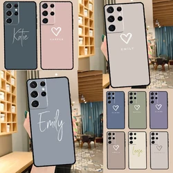 Personalise name initials  pastel Phone Case For Samsung Galaxy S22 S23 S21 Ultra S20 FE S8 S9 S10 Plus Note 10 20 Ultra Cover