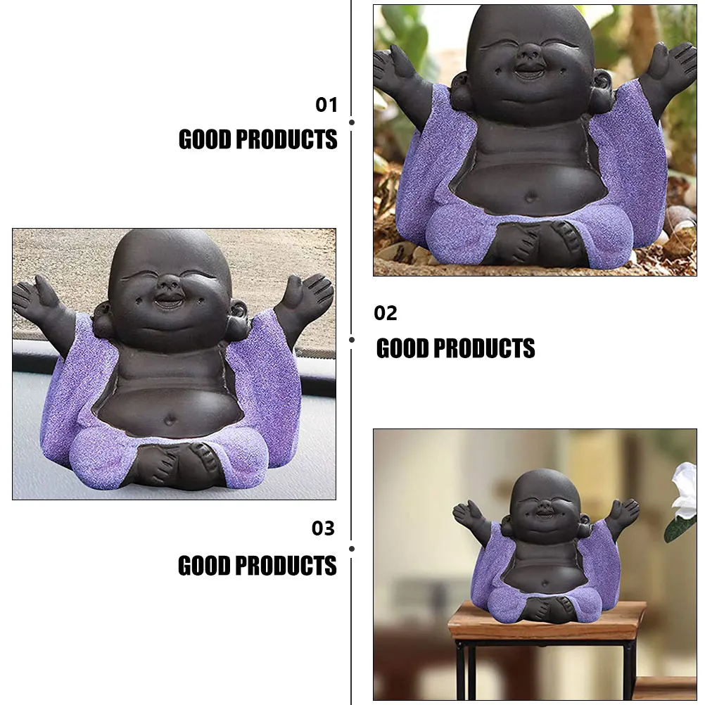 

Ceramic Monk Tabletop Decoration 1Pcs Vivid Lifelike Design Eco Friendly Material Stress Relief Home Decor Gift Violet Coffee