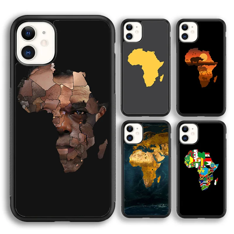 Coque de téléphone souple avec géographie de carte africaine, étui pour iPhone 17 Air 16 15 14 plus 11 12 13 pro max