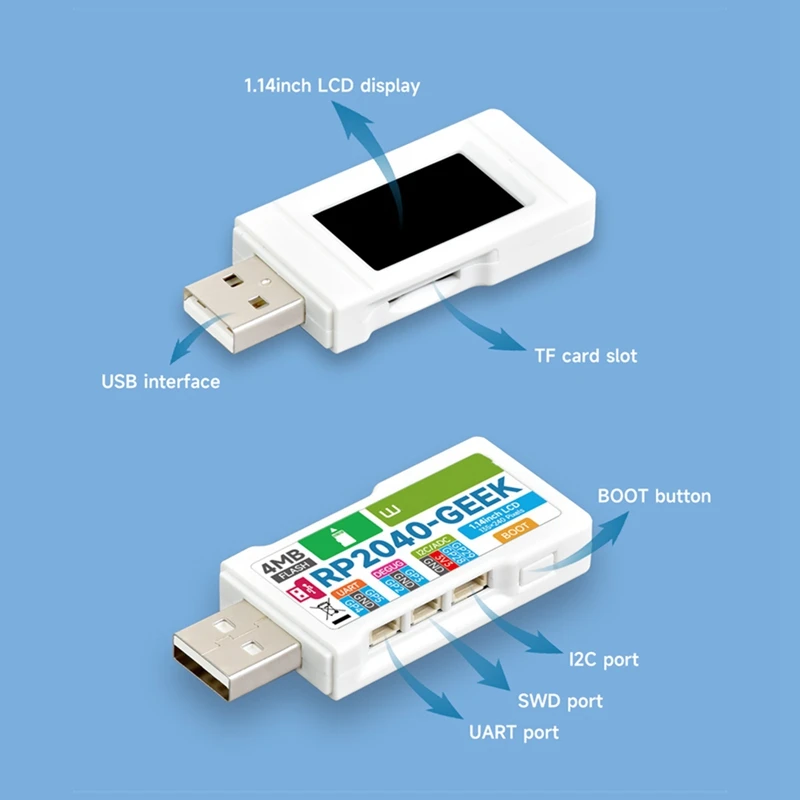 لوحة تطوير لسيارة rpi Pico ، ميكروكونترولر ، شاشة LCD ملونة ، أداة تصحيح بيانات تنزيل USB ، توت العليق ، 65K ، استبدل