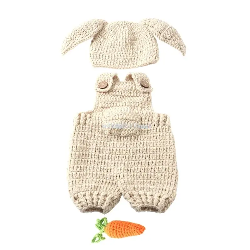 Crochet Romper with Hat & Lovely Hat & Radish Toy Baby Photo Props Gift Dropship