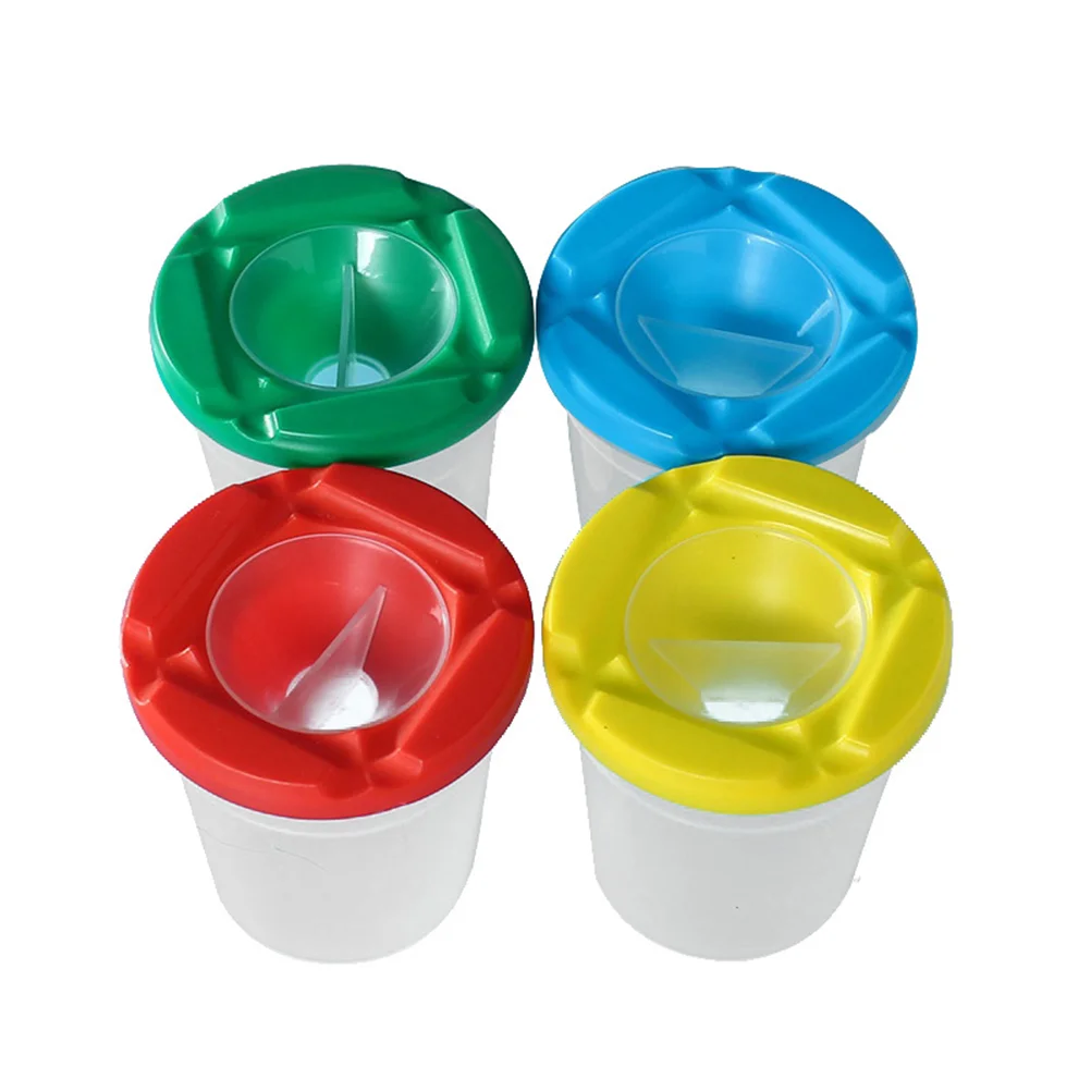 

10pcs Transparent Plastic Leakproof Spill-Proof Paint Cups with Colored Lids Assorted Colored for Painting(8*85cm Random Color)