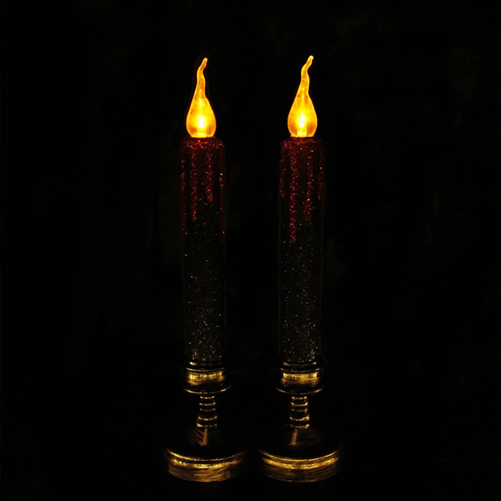 

2Pcs LED Lights Warm Flickering Flame Lamps for Bedroom Halloween Scene Lamp Bar Party Halloween Festival Decor