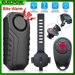 Elecpow New Bicycle Alarm 113dB Type-C Rechargeable Motorcycle Bike Anti Theft Alarm System Wireless Remote Control With Bracket