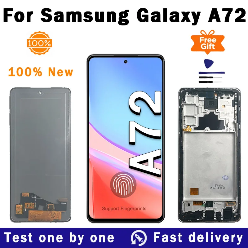 Новый AMOLED-дисплей A72 для Samsung Galaxy A72, ЖК-дисплей, преобразователь сенсорного экрана в сборе для Galaxy A72 A725F A725M, ЖК-дисплей Новый AMOLED-дисплей A72 для Samsung Galaxy A72, ЖК-дисплей, преобразователь сенсорного экрана в сборе для Galaxy A72 A725F A725M, ЖК-дисплей